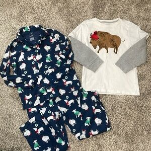 Holiday set Gymboree Buffalo shirt and Carter’s PJs